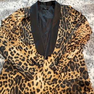 VICI Leopard Satin Blazer Size L